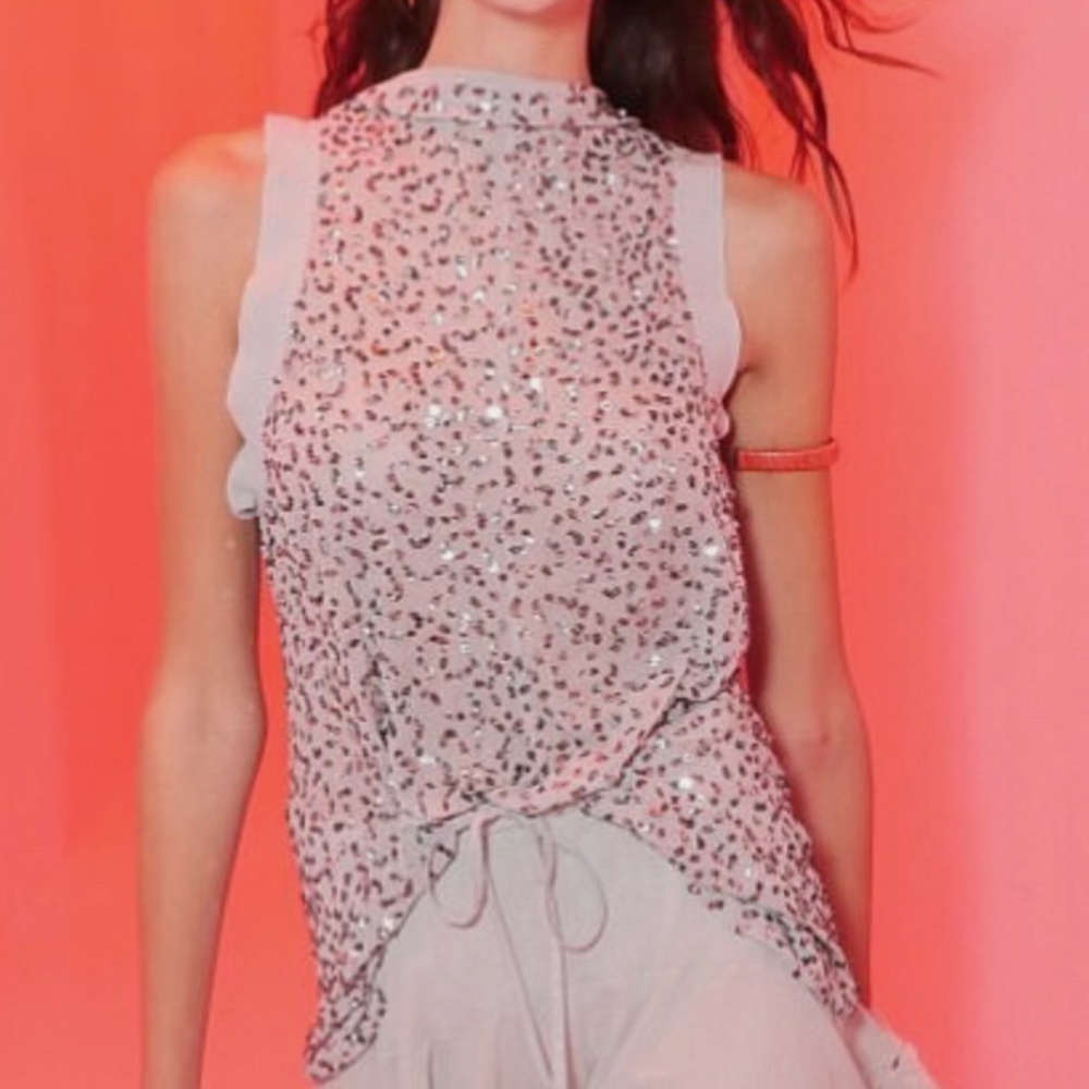 Chloe runway silk sequin embellished top